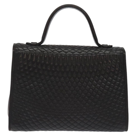 BALLY Hand Bag Leather Black Gold Auth BA2909