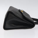 BALLY Hand Bag Leather Black Gold Auth BA2909-4