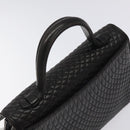 BALLY Hand Bag Leather Black Gold Auth BA2909-6