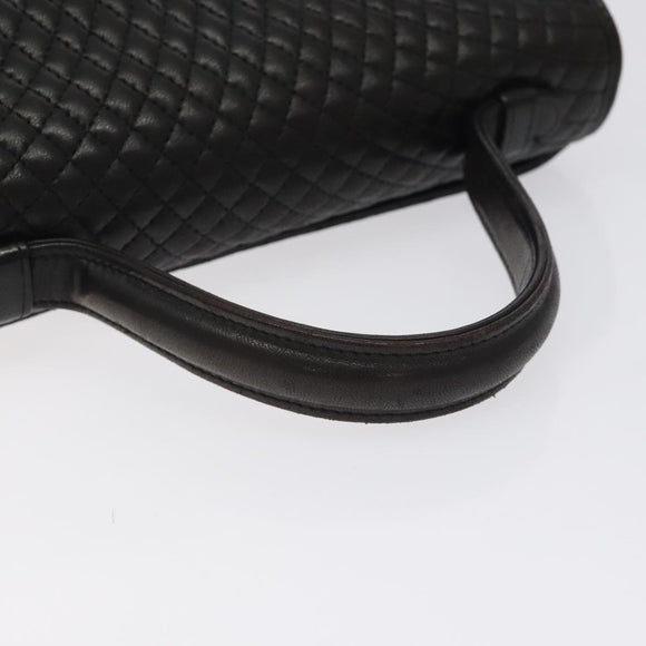 BALLY Hand Bag Leather Black Gold Auth BA2909