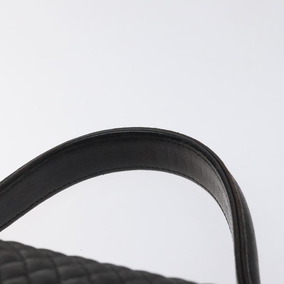 BALLY Hand Bag Leather Black Gold Auth BA2909