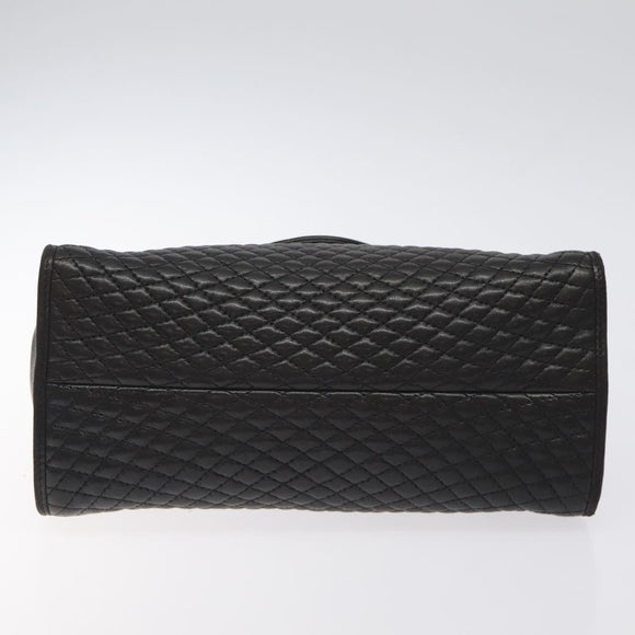 BALLY Hand Bag Leather Black Gold Auth BA2909