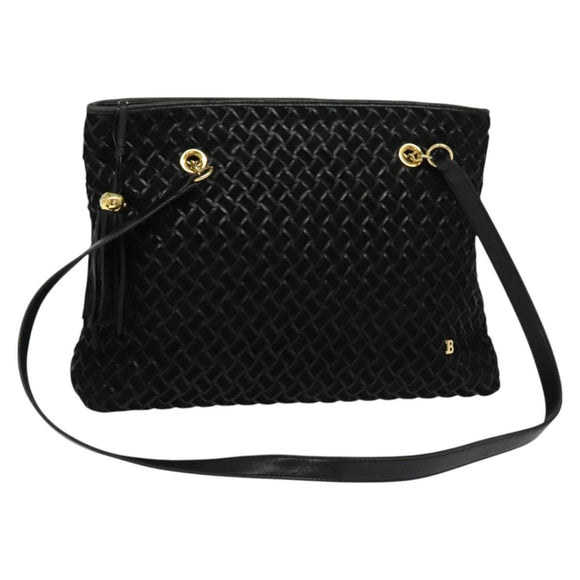 BALLY Tote Bag Leather Black Gold Auth BA2910