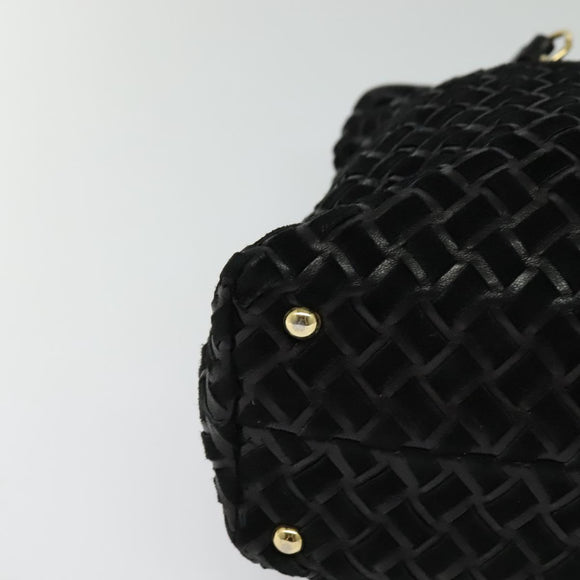 BALLY Tote Bag Leather Black Gold Auth BA2910