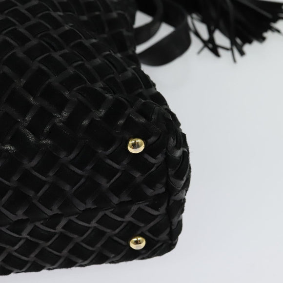 BALLY Tote Bag Leather Black Gold Auth BA2910