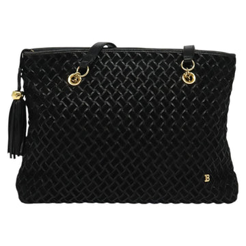 BALLY Tote Bag Leather Black Gold Auth BA2910 - 0