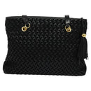 BALLY Tote Bag Leather Black Gold Auth BA2910-3