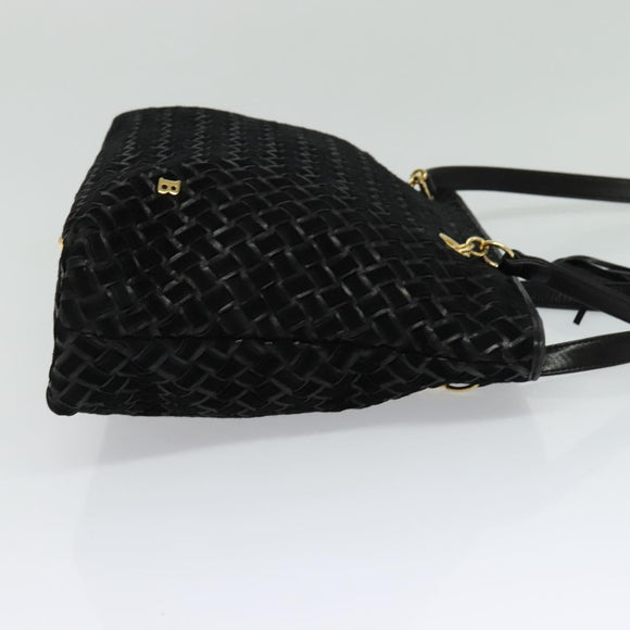 BALLY Tote Bag Leather Black Gold Auth BA2910