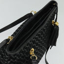 BALLY Tote Bag Leather Black Gold Auth BA2910-6