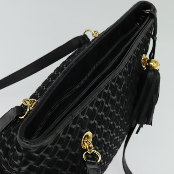 BALLY Tote Bag Leather Black Gold Auth BA2910