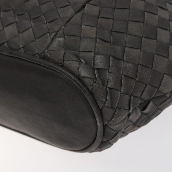 BALLY Hand Bag Leather Gray Gold Auth BA2912