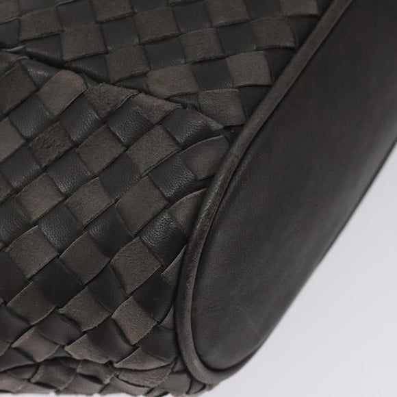 BALLY Hand Bag Leather Gray Gold Auth BA2912