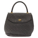 BALLY Hand Bag Leather Gray Gold Auth BA2912-13