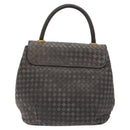 BALLY Hand Bag Leather Gray Gold Auth BA2912-2