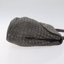 BALLY Hand Bag Leather Gray Gold Auth BA2912-3