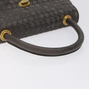 BALLY Hand Bag Leather Gray Gold Auth BA2912-7