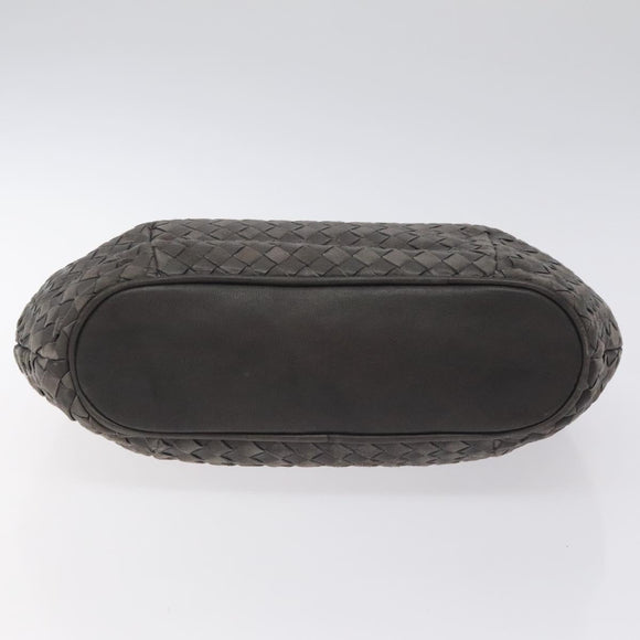 BALLY Hand Bag Leather Gray Gold Auth BA2912