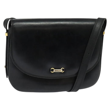 BALLY Shoulder Bag Leather Black Gold Auth BA2914