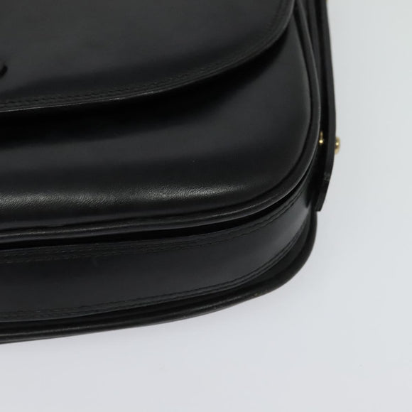 BALLY Shoulder Bag Leather Black Gold Auth BA2914