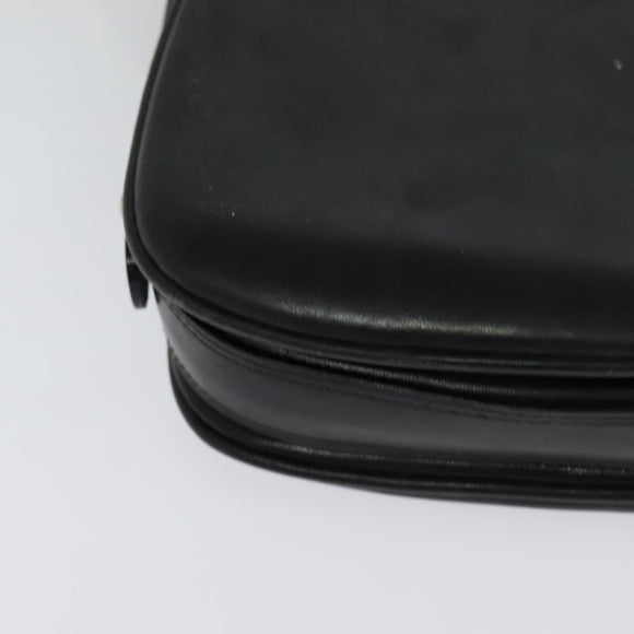 BALLY Shoulder Bag Leather Black Gold Auth BA2914