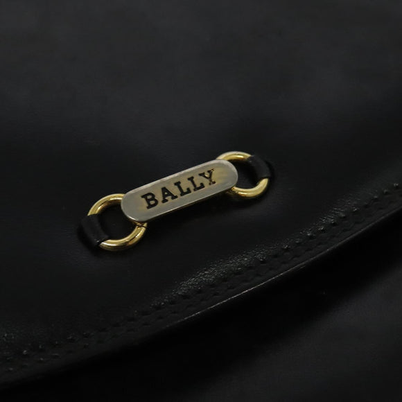 BALLY Shoulder Bag Leather Black Gold Auth BA2914