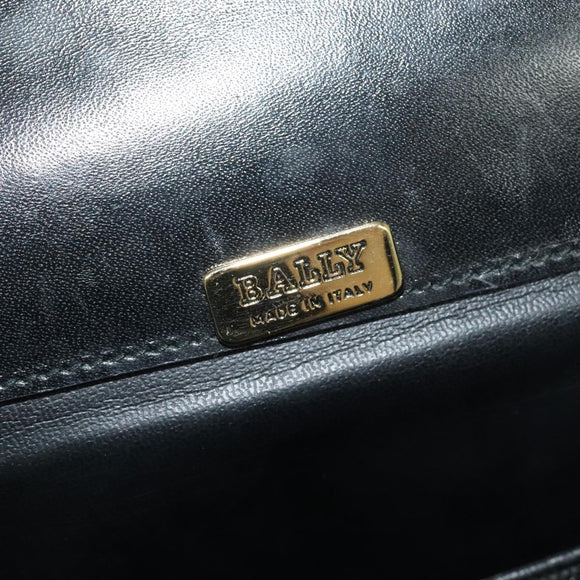 BALLY Shoulder Bag Leather Black Gold Auth BA2914