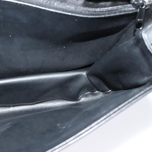 BALLY Shoulder Bag Leather Black Gold Auth BA2914