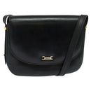 BALLY Shoulder Bag Leather Black Gold Auth BA2914-1