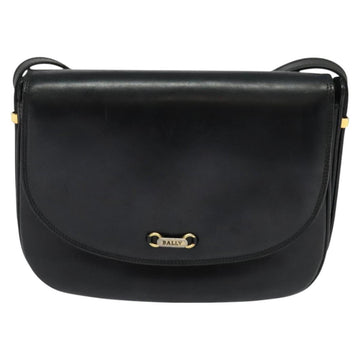BALLY Shoulder Bag Leather Black Gold Auth BA2914 - 0