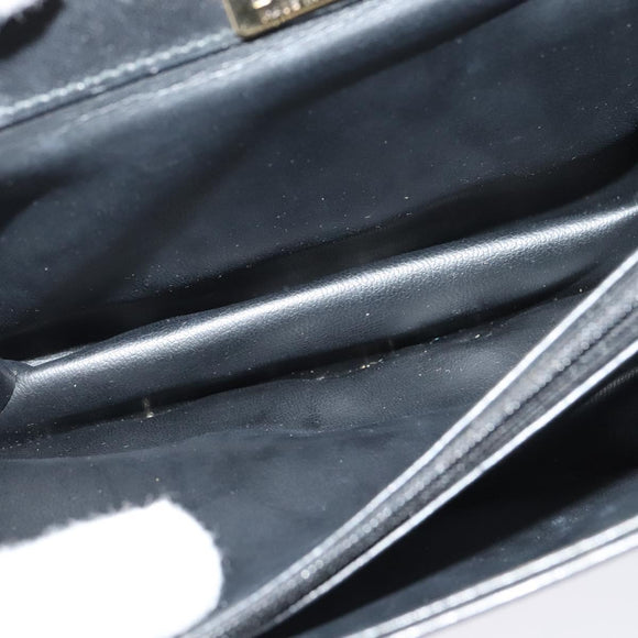 BALLY Shoulder Bag Leather Black Gold Auth BA2914