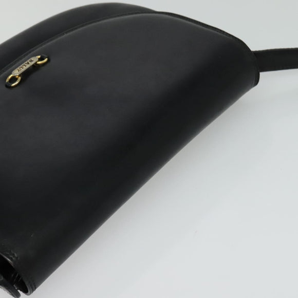 BALLY Shoulder Bag Leather Black Gold Auth BA2914