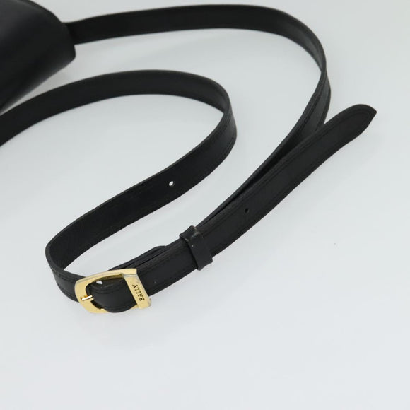 BALLY Shoulder Bag Leather Black Gold Auth BA2914