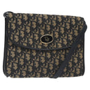 Christian Dior Trotter Canvas Shoulder Bag Navy Gold Auth BA2915-1