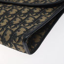 Christian Dior Trotter Canvas Shoulder Bag Navy Gold Auth BA2915-10