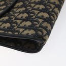 Christian Dior Trotter Canvas Shoulder Bag Navy Gold Auth BA2915-11