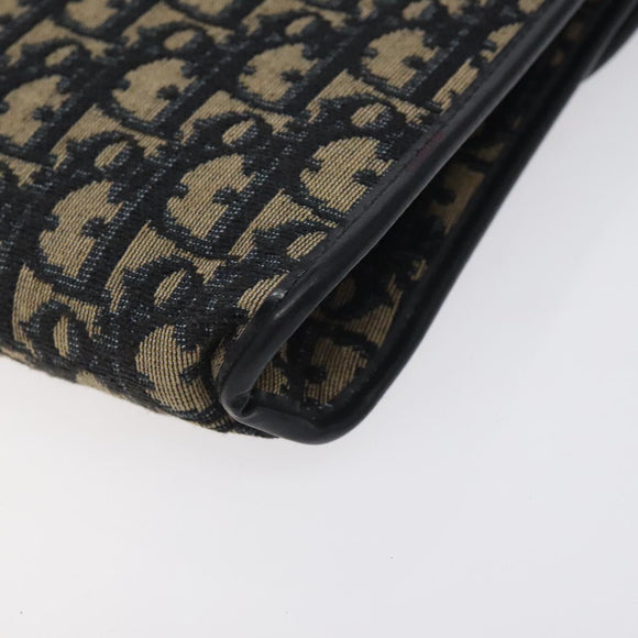 Christian Dior Trotter Canvas Shoulder Bag Navy Gold Auth BA2915