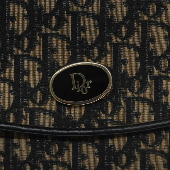 Christian Dior Trotter Canvas Shoulder Bag Navy Gold Auth BA2915