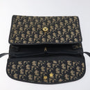 Christian Dior Trotter Canvas Shoulder Bag Navy Gold Auth BA2915-15