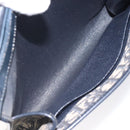 Christian Dior Trotter Canvas Shoulder Bag Navy Gold Auth BA2915-18