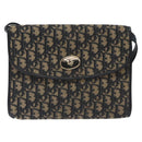 Christian Dior Trotter Canvas Shoulder Bag Navy Gold Auth BA2915-2