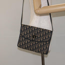 Christian Dior Trotter Canvas Shoulder Bag Navy Gold Auth BA2915-22