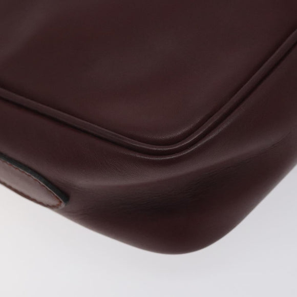 CARTIER Must Line Shoulder Bag Leather Bordeaux Gold Auth BA2919