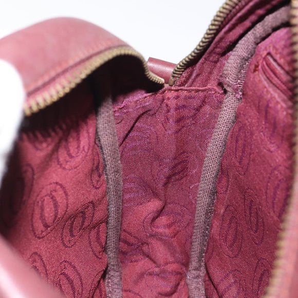 CARTIER Must Line Shoulder Bag Leather Bordeaux Gold Auth BA2919