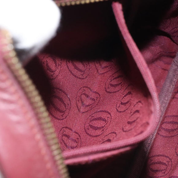 CARTIER Must Line Shoulder Bag Leather Bordeaux Gold Auth BA2919
