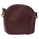CARTIER Must Line Shoulder Bag Leather Bordeaux Gold Auth BA2919-1