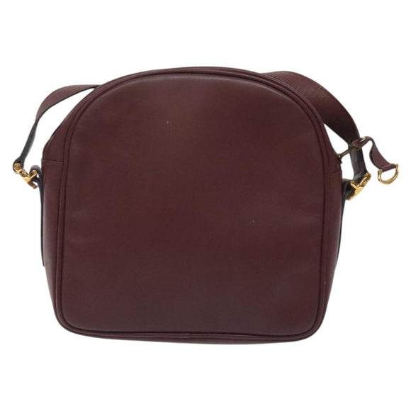 CARTIER Must Line Shoulder Bag Leather Bordeaux Gold Auth BA2919