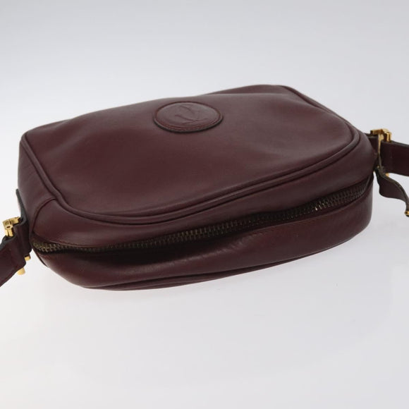CARTIER Must Line Shoulder Bag Leather Bordeaux Gold Auth BA2919