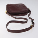 CARTIER Must Line Shoulder Bag Leather Bordeaux Gold Auth BA2919-7