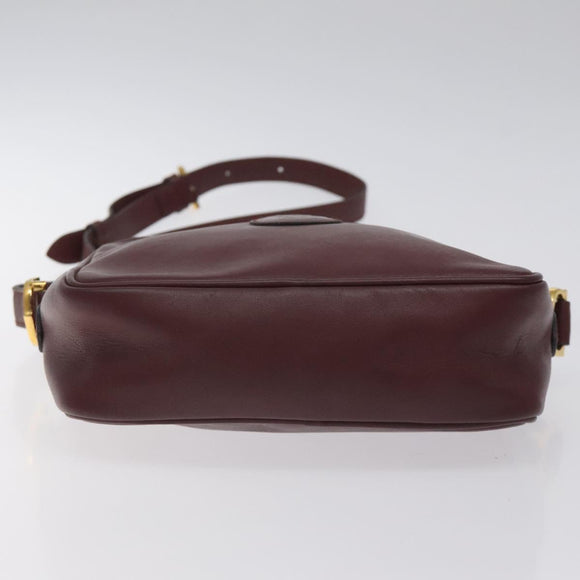 CARTIER Must Line Shoulder Bag Leather Bordeaux Gold Auth BA2919