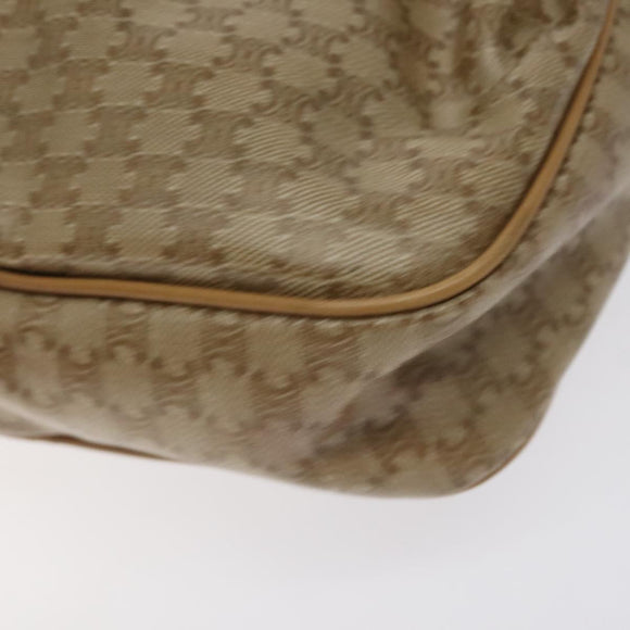 CELINE Macadam Canvas Shoulder Bag PVC Beige Gold Auth BA2920